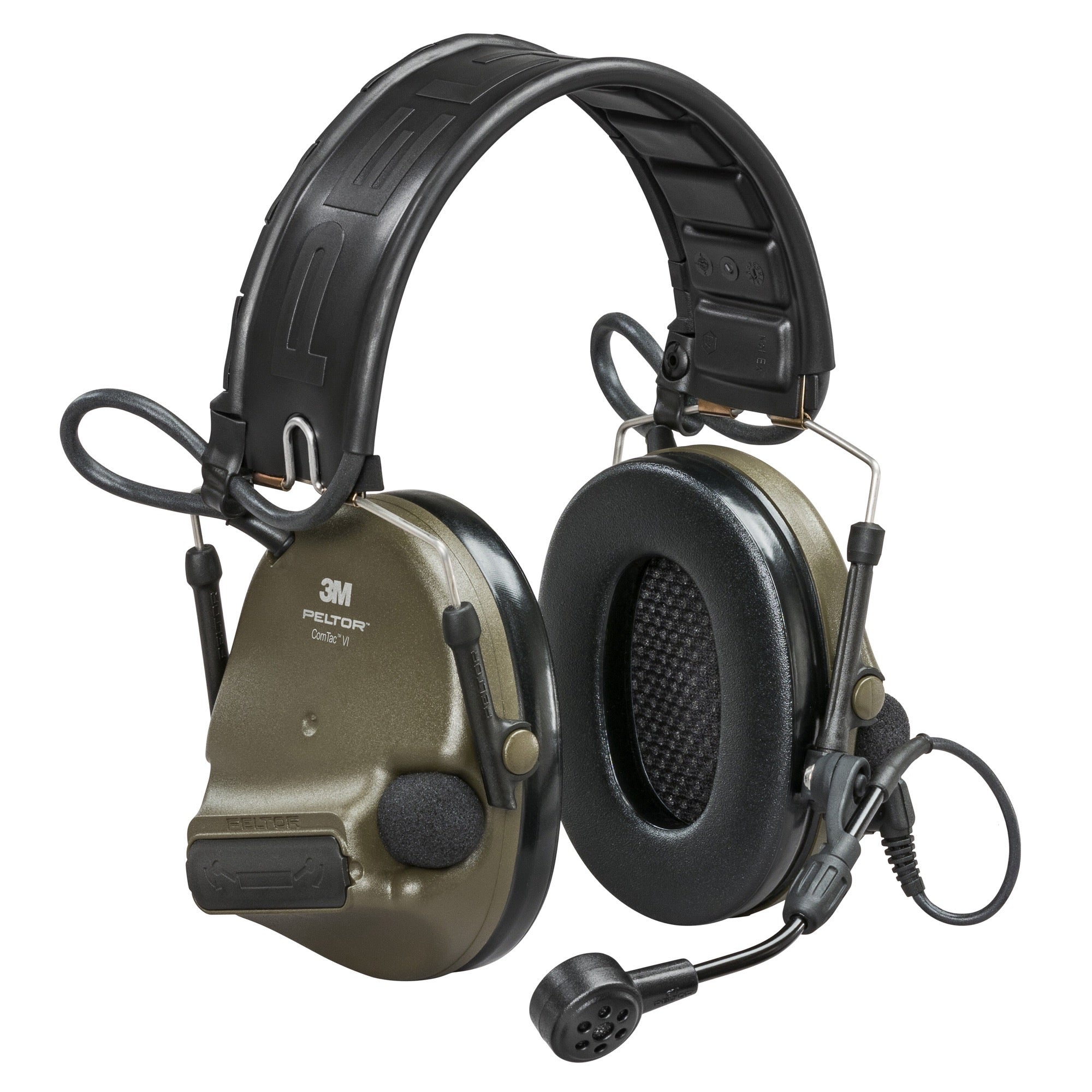 3M/Peltor, ComTac VI Defender, OD Green, NIB Wireless Technology, Includes Boom Microphone